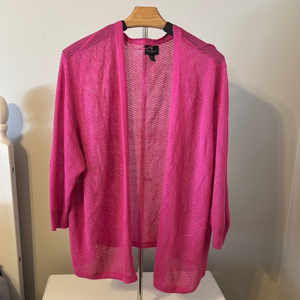 Women's Pink Open-Front Sweater
